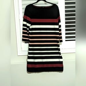 - M & Co petite sweater dress with boat neck and stripes. Size 10. …
